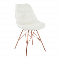 OSP Home Furnishings LGD-U11 Langdon Chair in White Faux Leather with Rose Gold Base